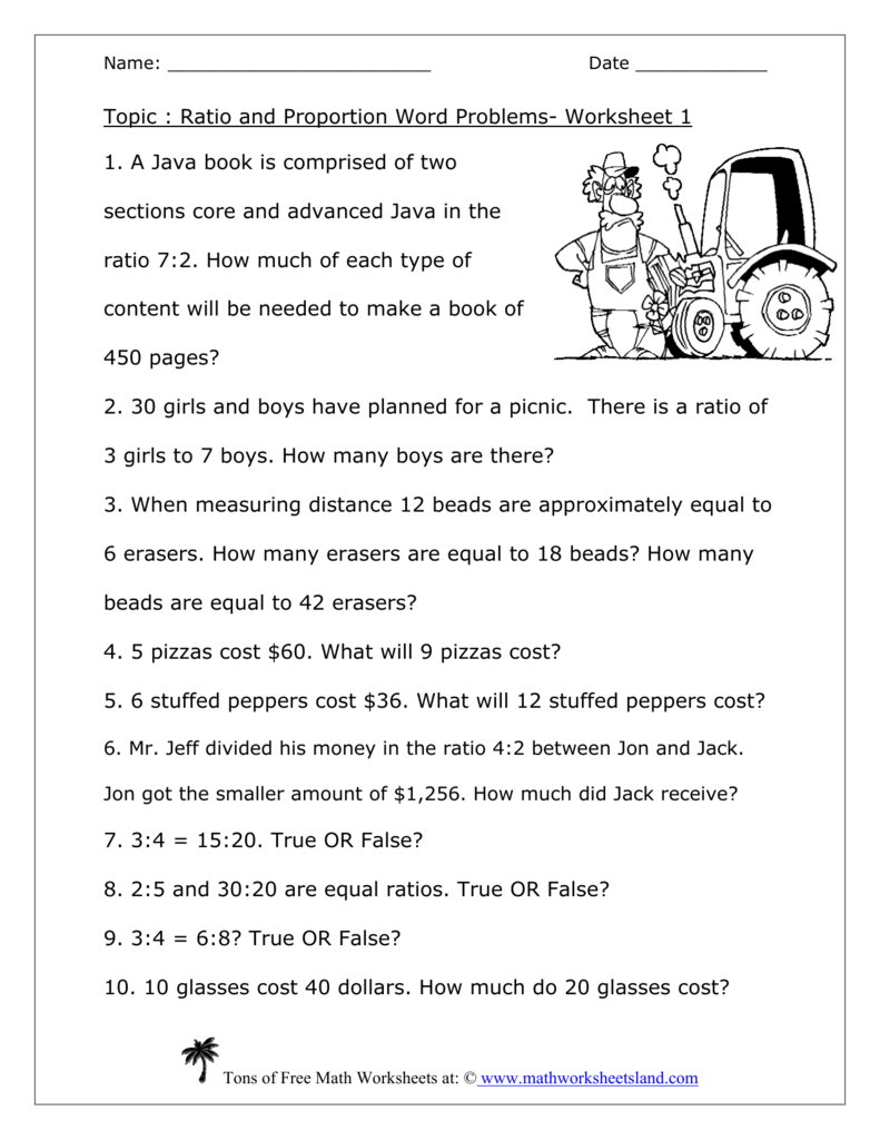Ratio And Proportion Word Problems Five Pack