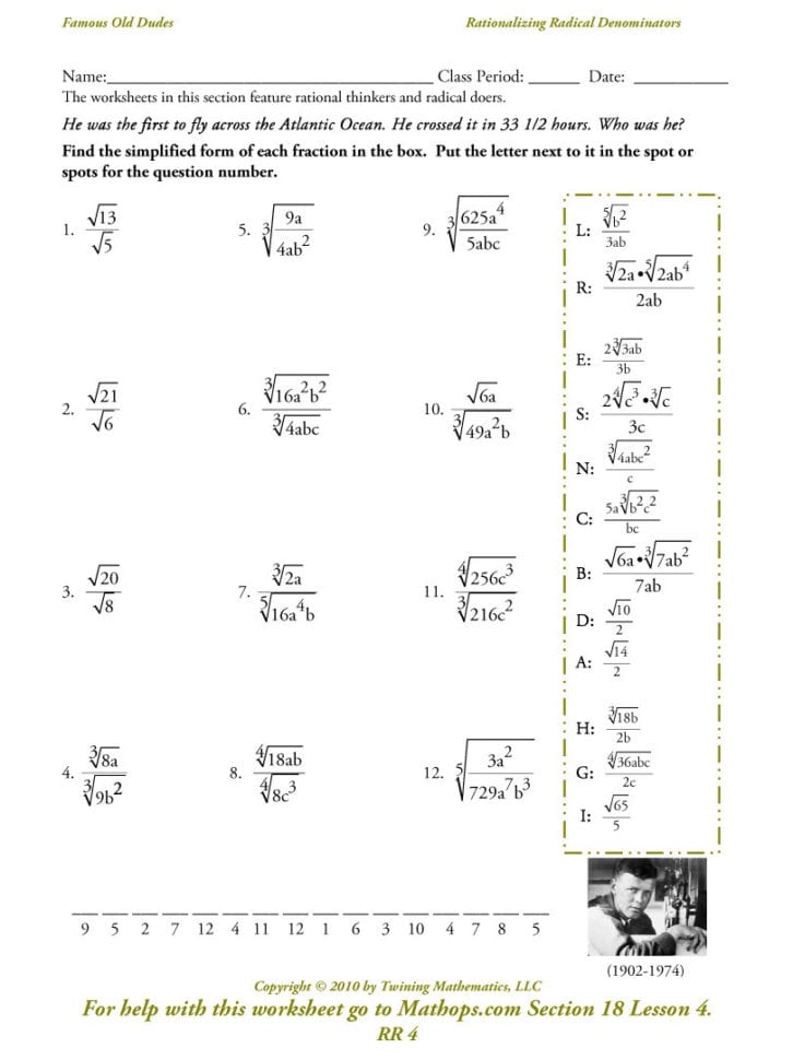 Rationalizing Denominators Worksheet  Soccerphysicsonline Rationalizing Denominators Worksheet  Soccerphysicsonline