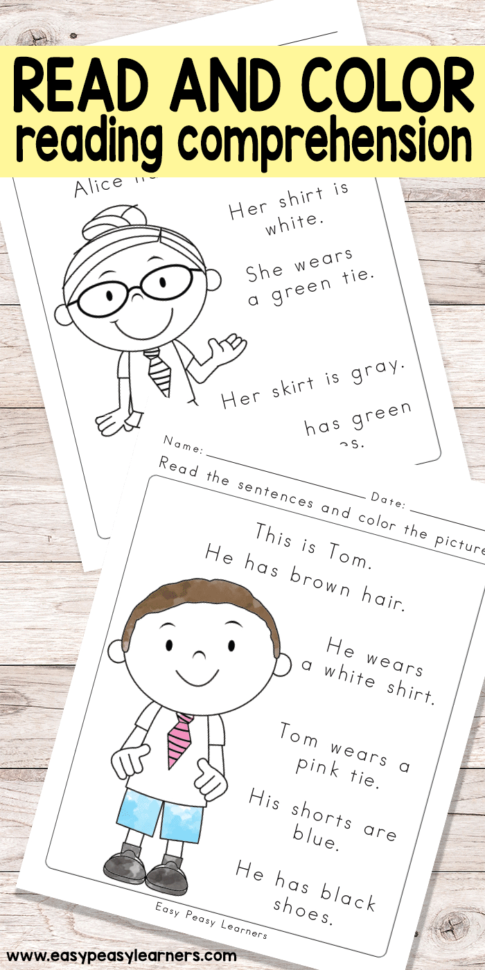 Read And Color Reading Comprehension Worksheets For Grade 1