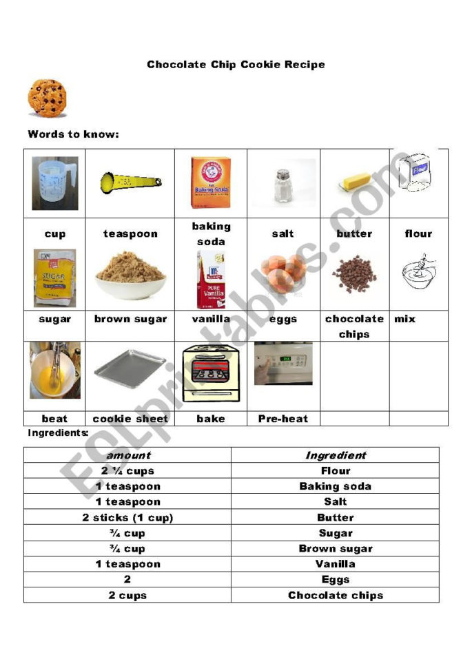 Reading A Recipe  Esl Worksheetsusmin14