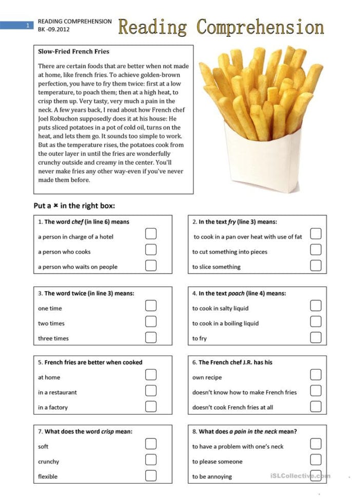 Reading Comprehension 2  English Esl Worksheets