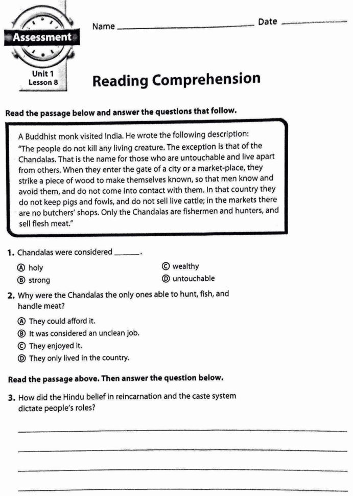 Reading Comprehension – Caste System  Mr Proehl's Social