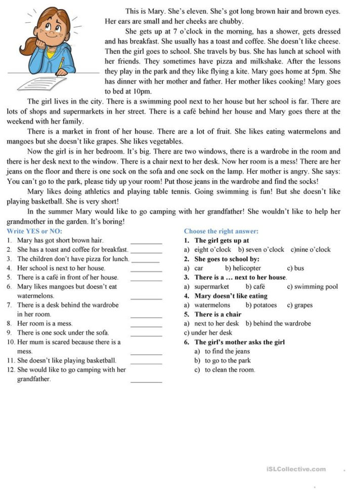 Reading Comprehension  English Esl Worksheets