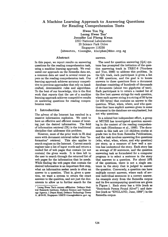 Reading Comprehension Test And Answers