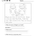 Reading Comprehension Worksheet  Free Kindergarten English