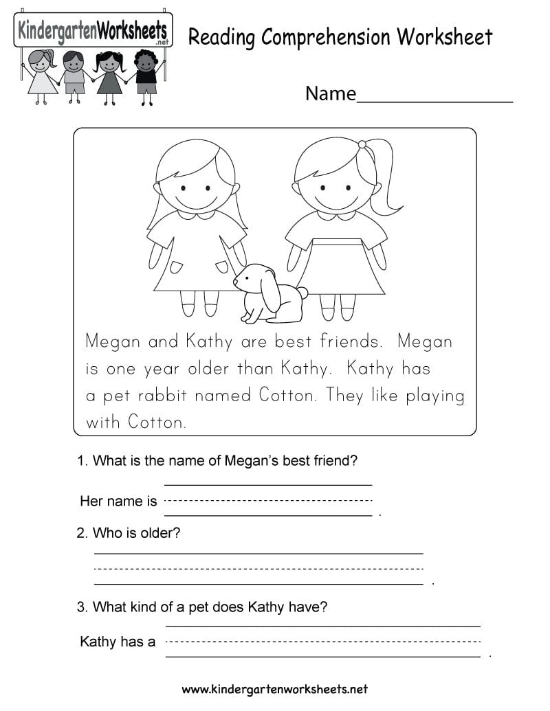 Reading Comprehension Worksheet  Free Kindergarten English