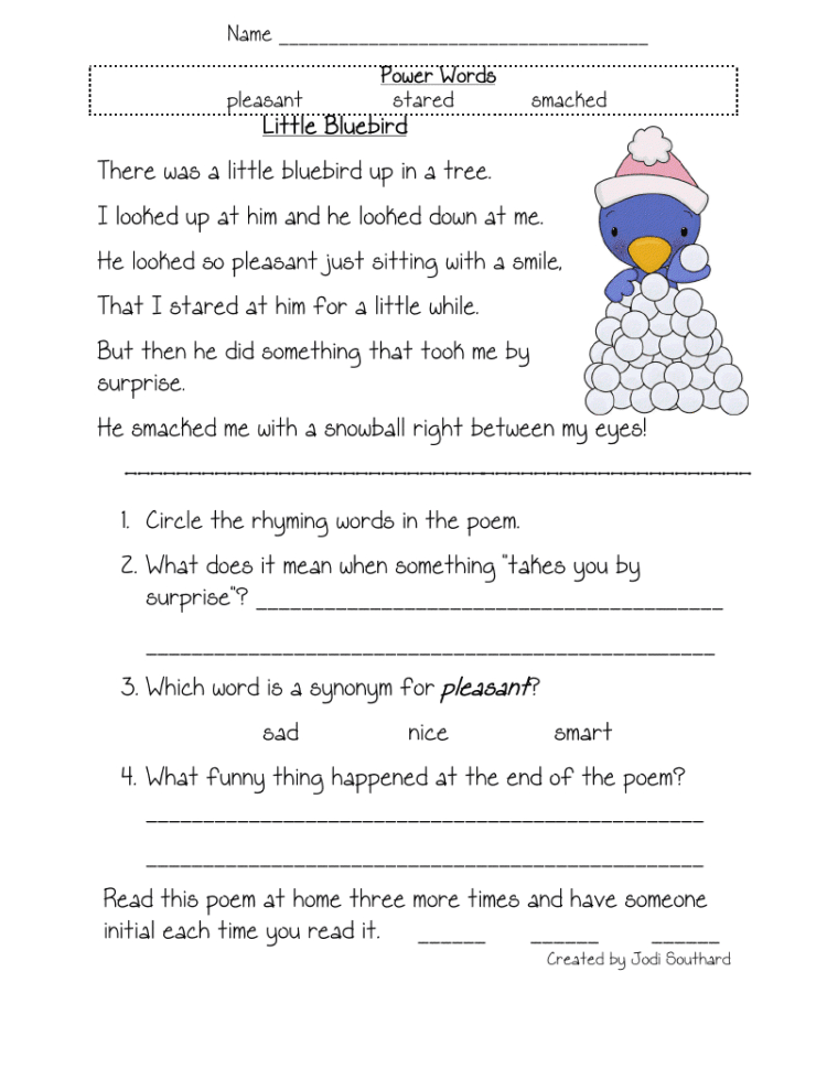 Reading Comprehension Worksheets 4Th Grade  Math Worksheet