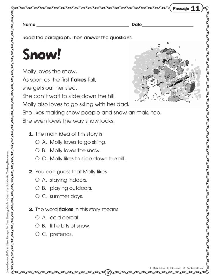 Reading Comprehension Worksheets 5Th Grade Multiple Choice