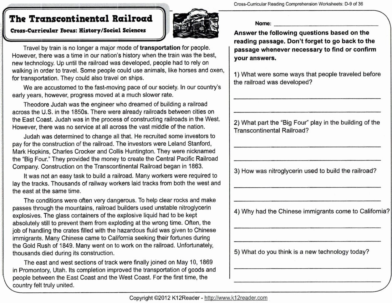 Reading Comprehension Worksheets For 8Th Grade Free Report