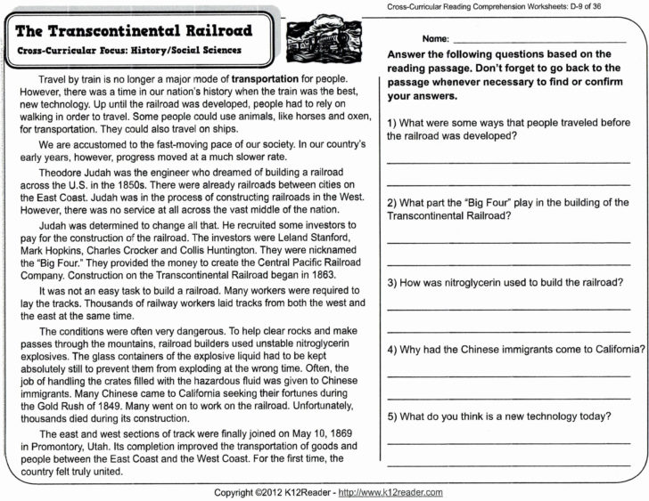 Reading Comprehension Worksheets For 8Th Grade Free Report — db-excel.com