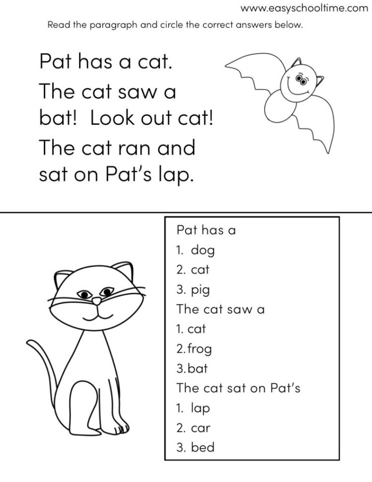 Reading Comprehension Worksheets For Kindergarten Students