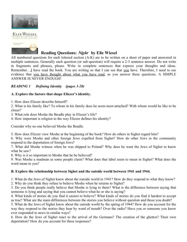 Reading Questions Nightelie Wiesel  Pbworks Pages 1