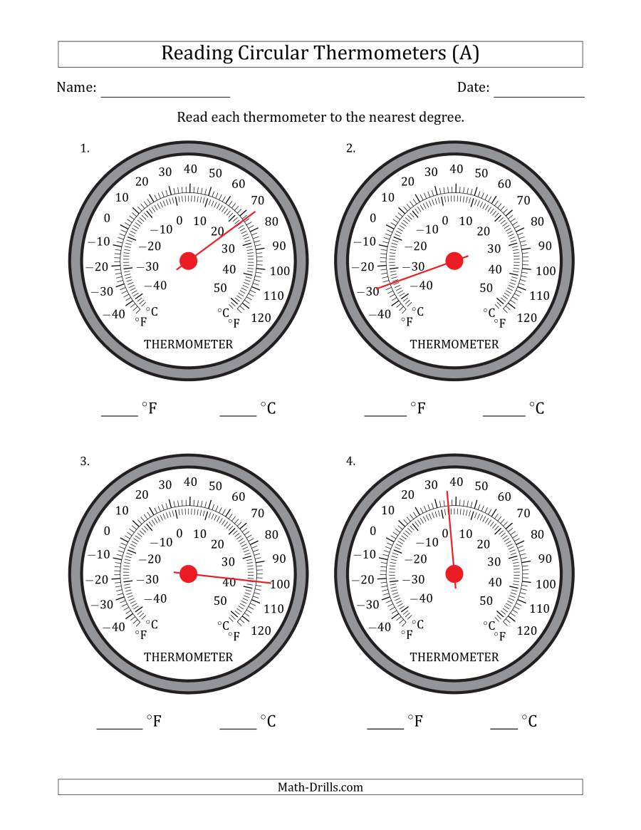 Reading Temperatures From Circular Thermometers Fahrenheit