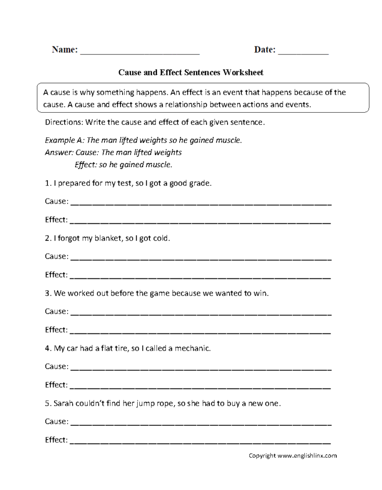 Cause And Effect Worksheets 2Nd Grade Db excel