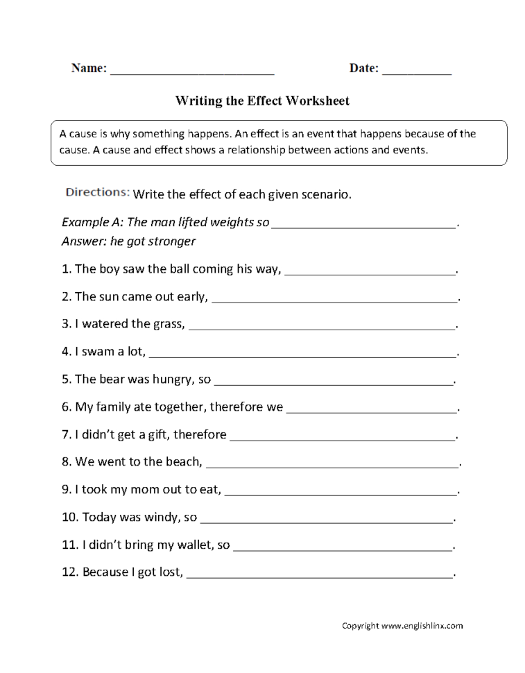 Cause And Effect Worksheets 2Nd Grade — db-excel.com