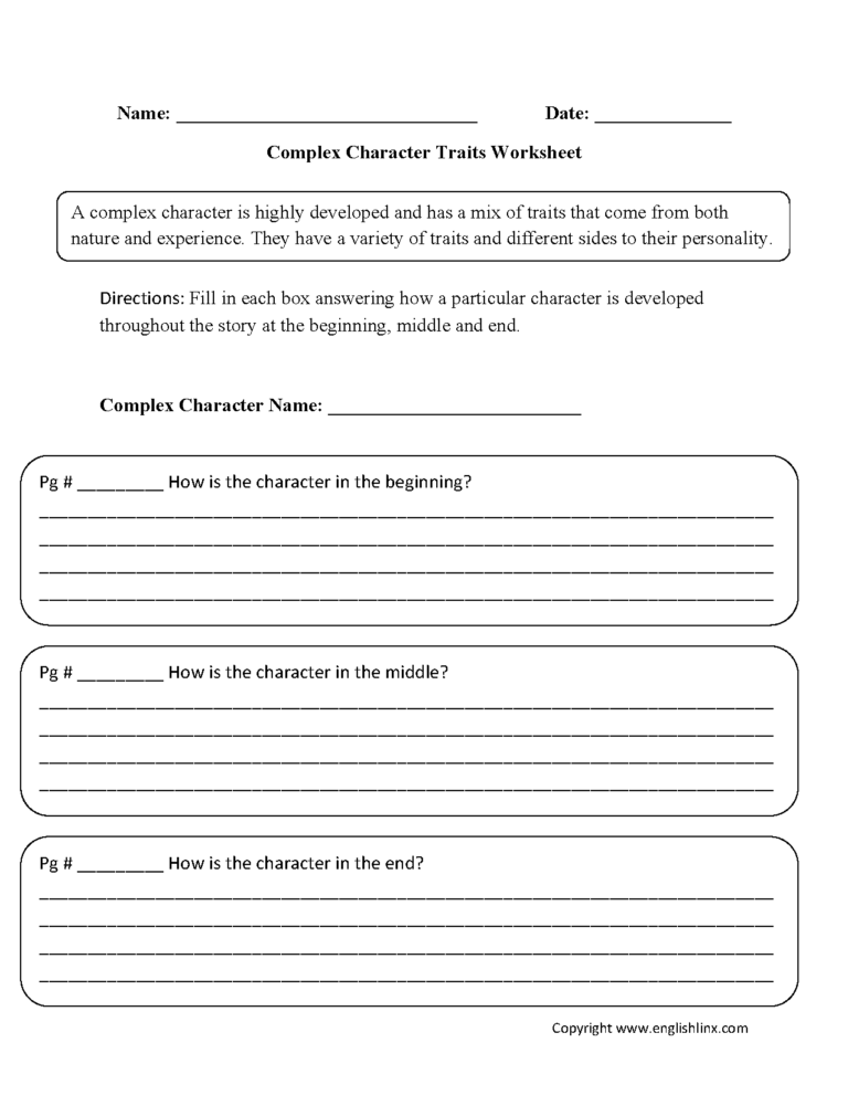 Identifying Character Traits Worksheet Db excel