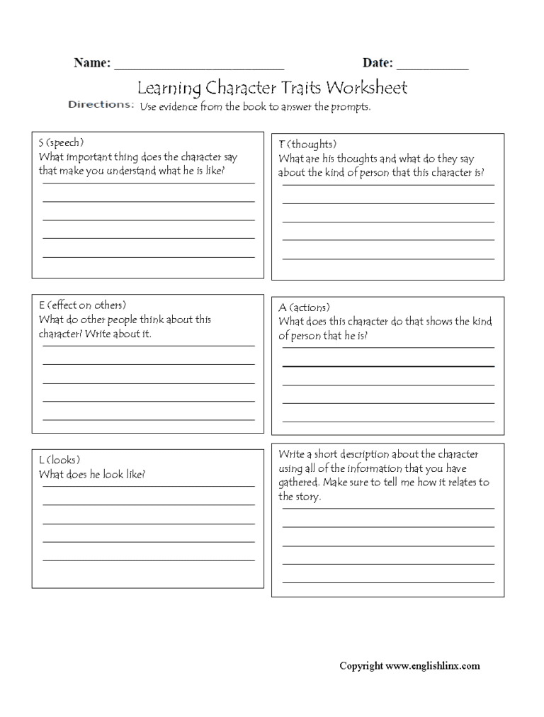 character-traits-worksheets
