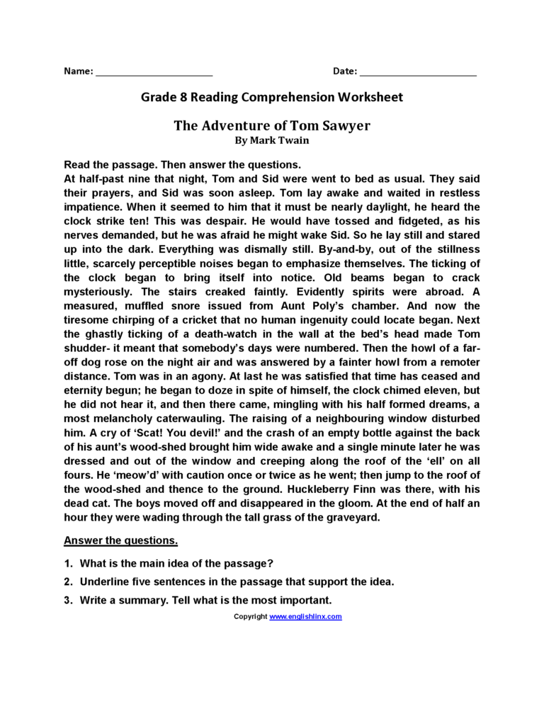 High School Reading Comprehension Worksheets Pdf Db excel