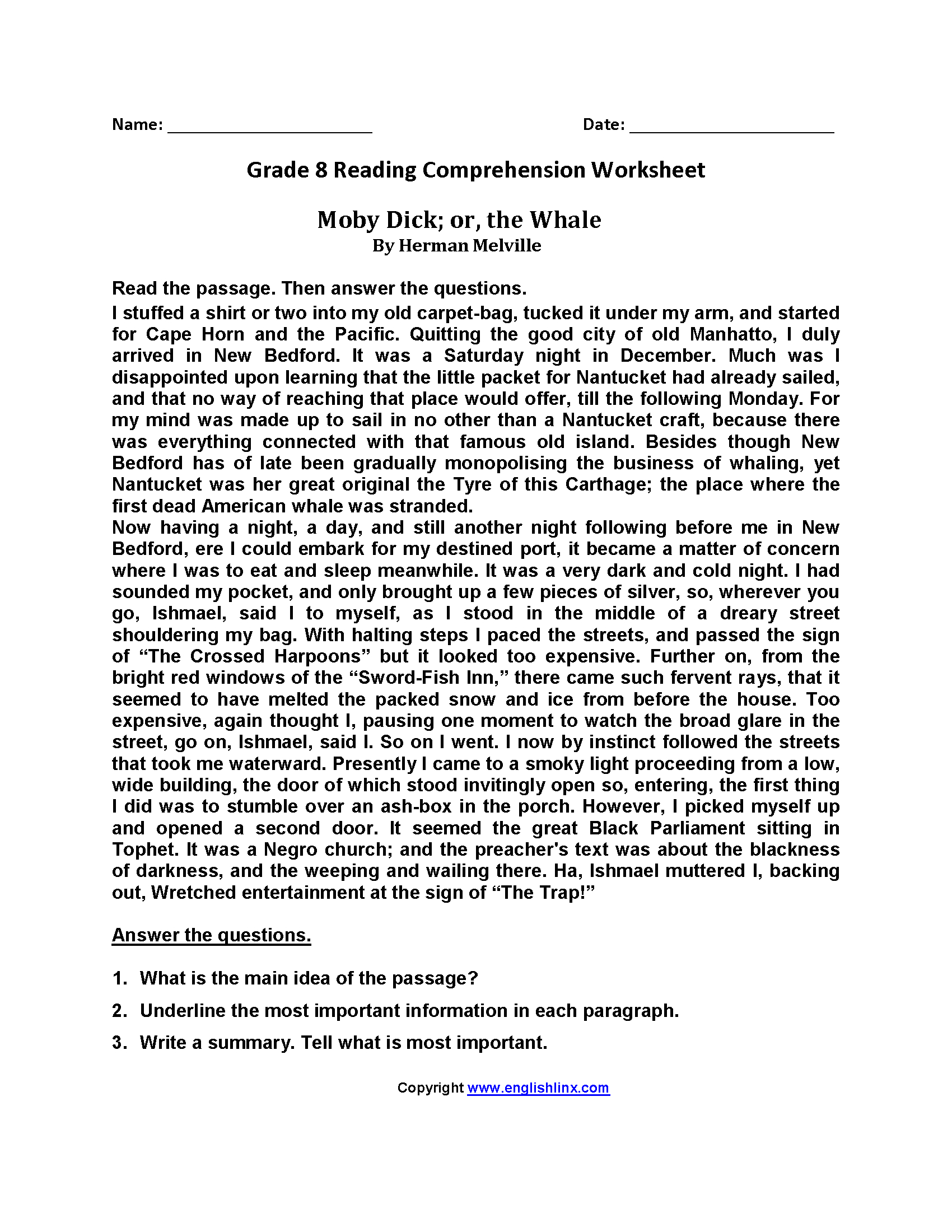 English Comprehension Worksheets Grade 9 9Th Grade Reading Comprehension Worksheets