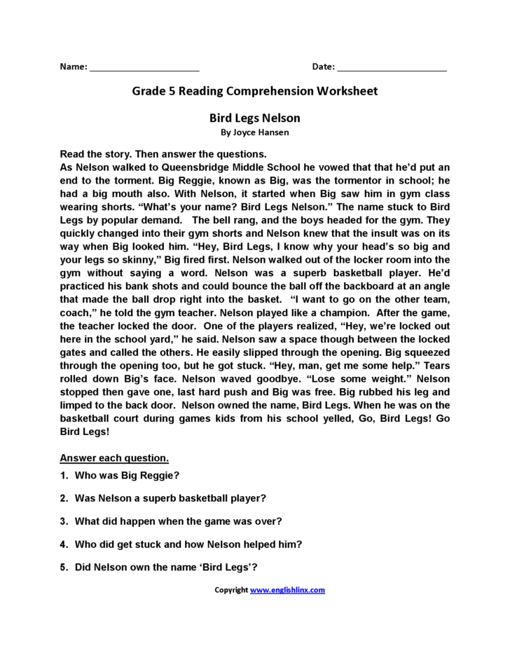 Reading Comprehension Worksheets 5Th Grade — db-excel.com