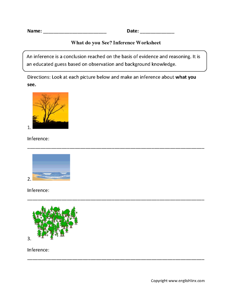 Reading Worksheets  Inference Worksheets