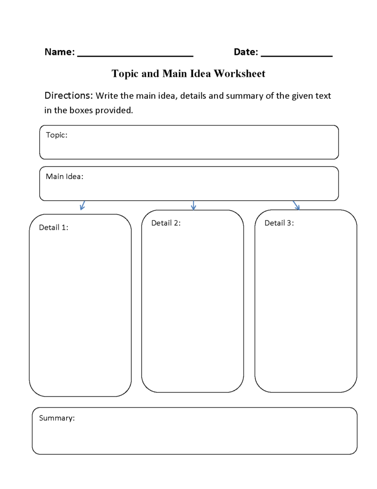 Main Idea Worksheets 2nd Grade Free Printable
