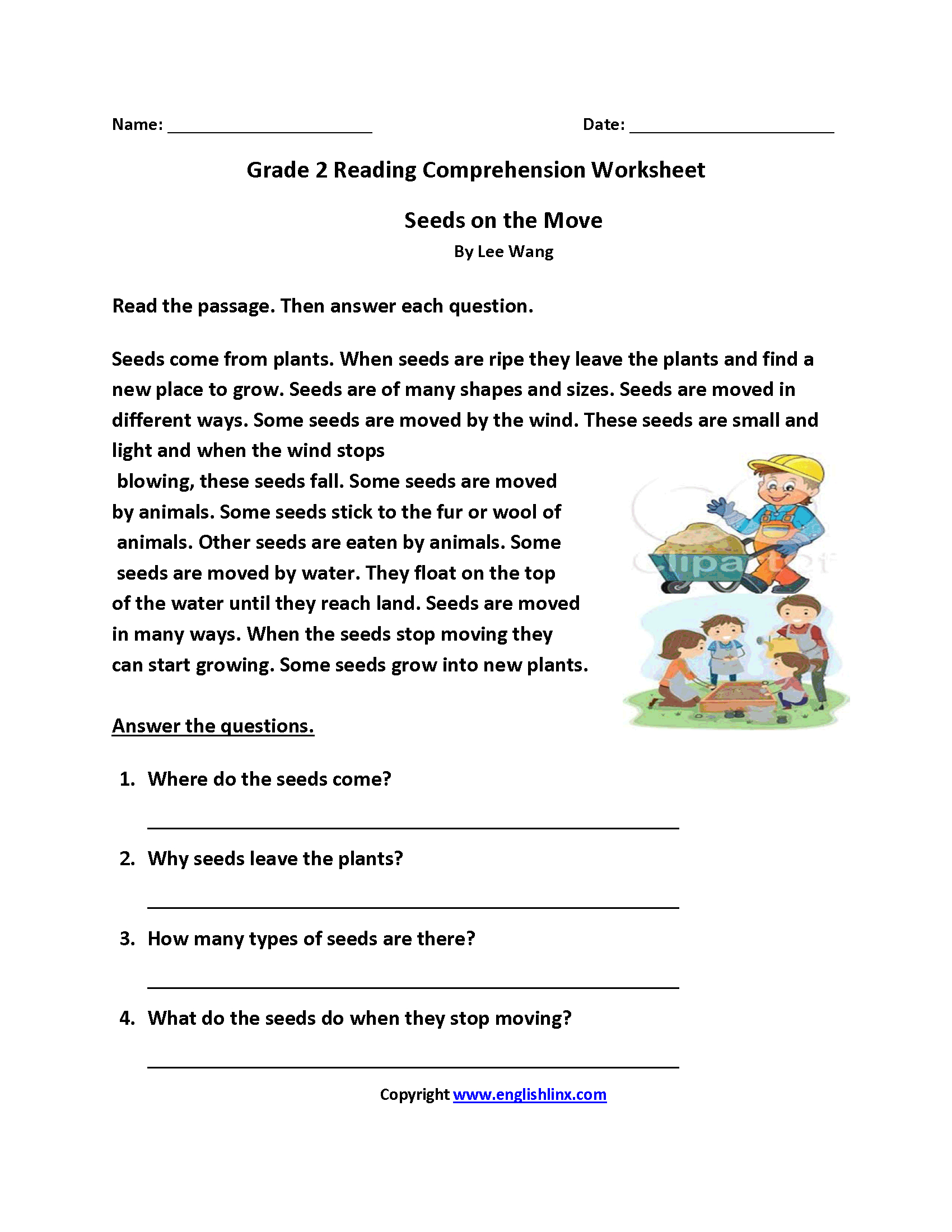Reading Worksheets  Second Grade Reading Worksheets