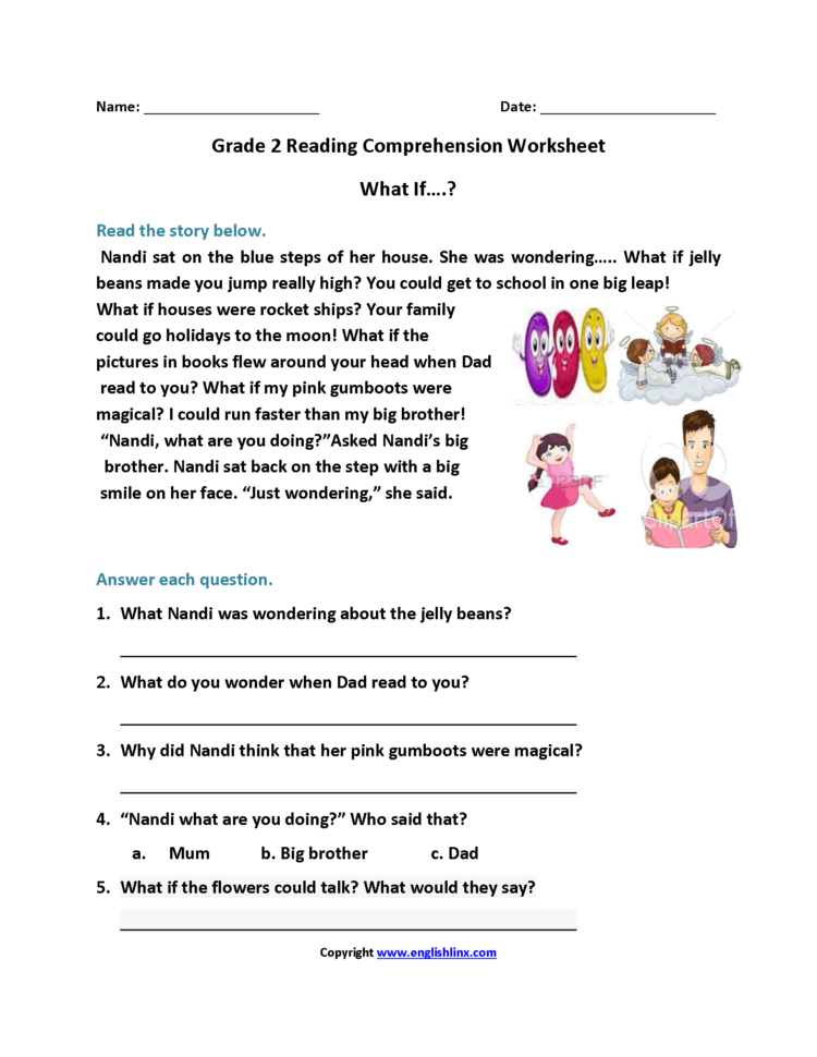 Reading Worksheets  Second Grade Reading Worksheets