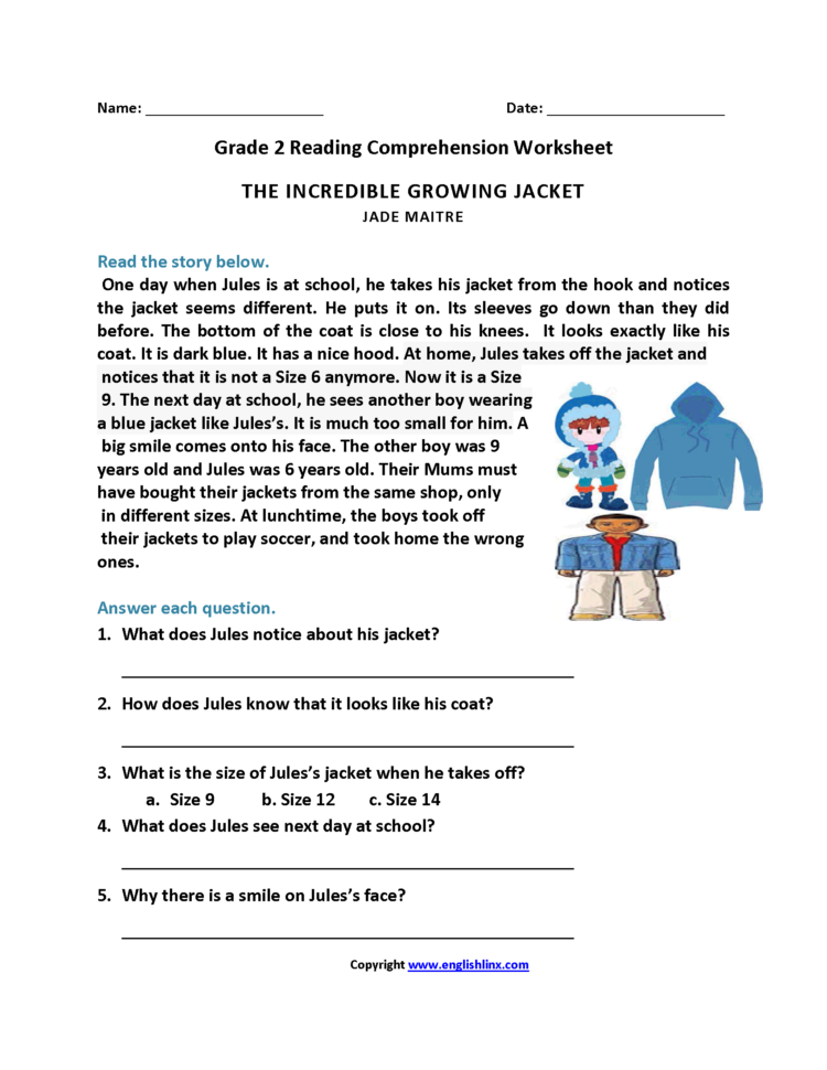 Reading Worksheets  Second Grade Reading Worksheets