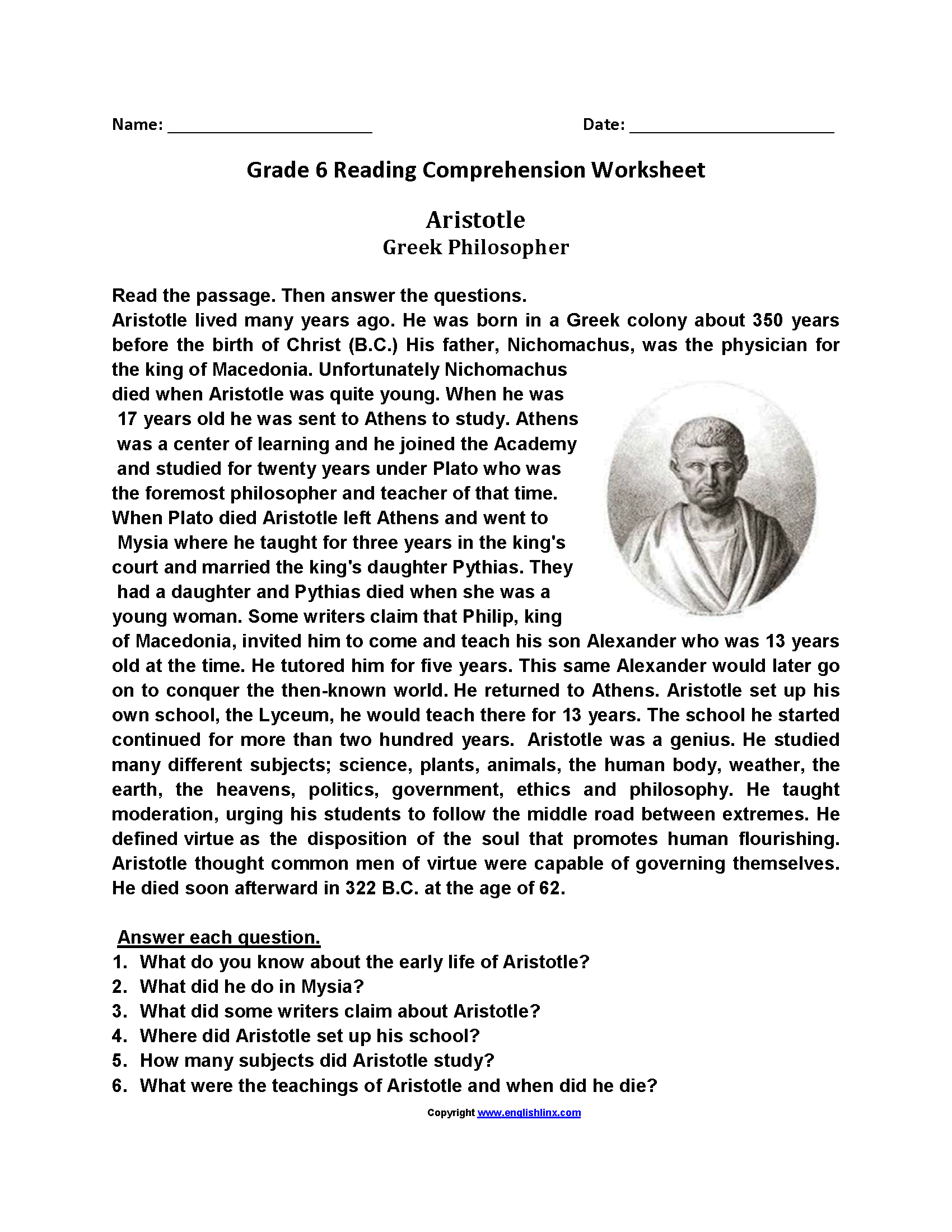 Year 6 English Comprehension Worksheets Pdf