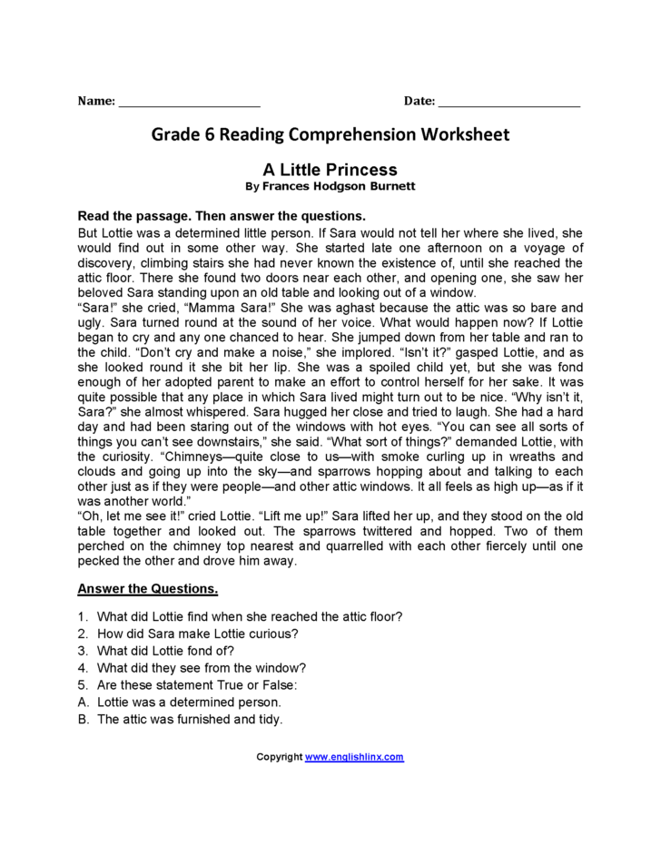 Year 6 Reading Comprehension Worksheets — Db-excel.com