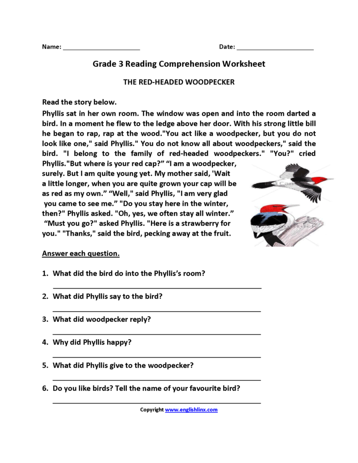 Comprehension Worksheets For Grade 3 — Db-excel.com