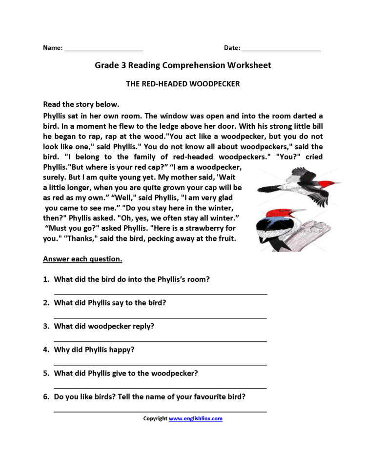 Reading Worksheets Third Grade Reading Worksheets | db-excel.com