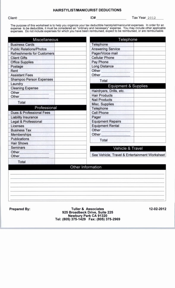 Real Estate Agent Tax Deductions Worksheet Following