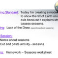 Reasons For Seasons Worksheet  Netvs