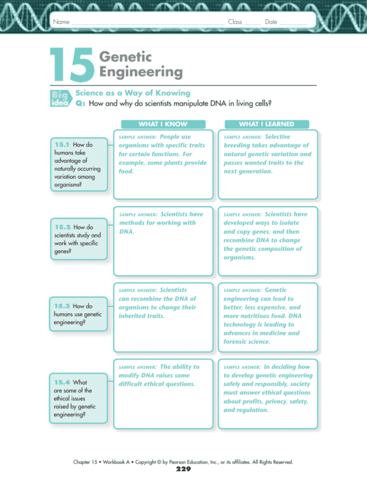 Recombinant Dna Answer Key