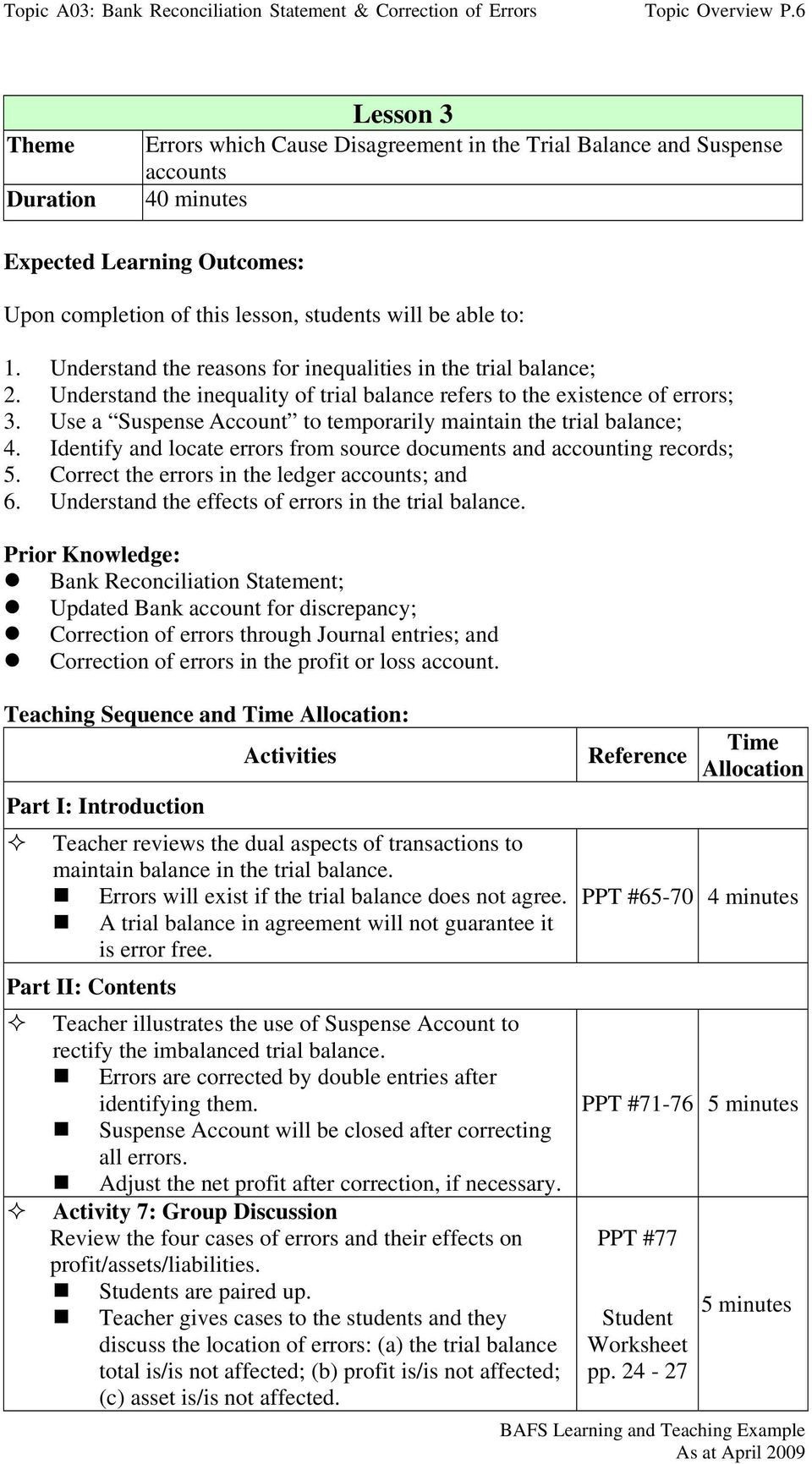 Reconciling An Account Worksheet Answers