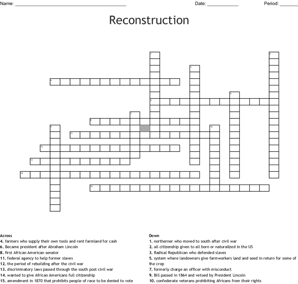 Reconstruction Crossword  Word
