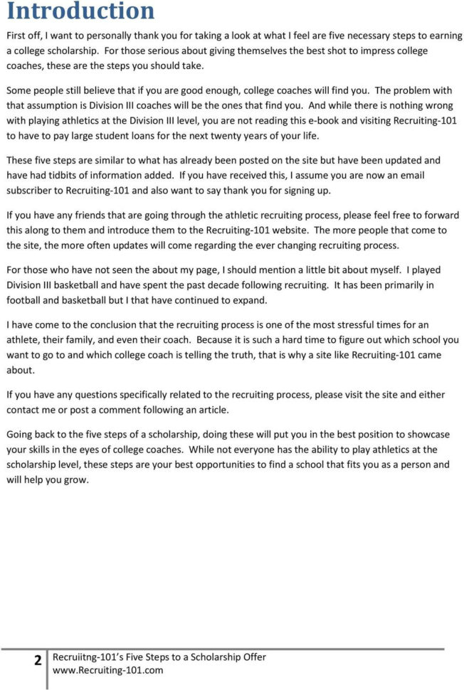 Recruiting101 S Five Steps To A Scholarship Offer June Pdf