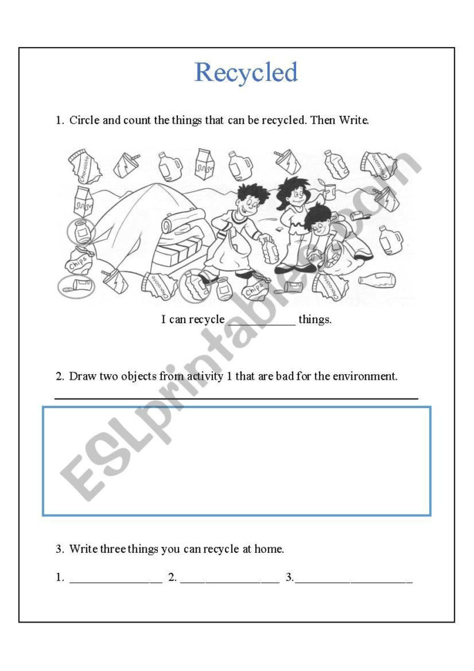 Recycle  Esl Worksheetdianitacocuy