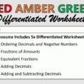 Red Amber Green Differentiated Maths Worksheets Bundle A