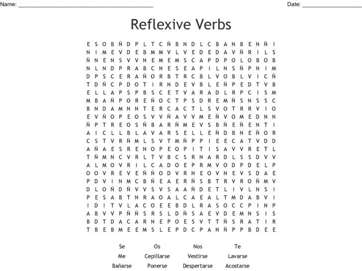 Reflexive Verbs Spanish Worksheet