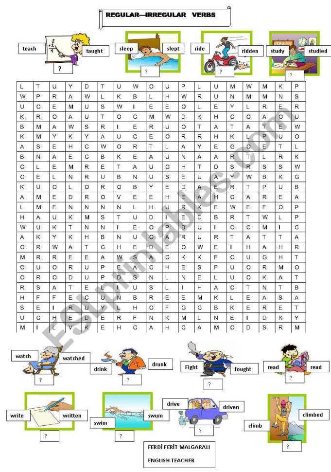 Regular Irregular Verbs  Esl Worksheettomarza