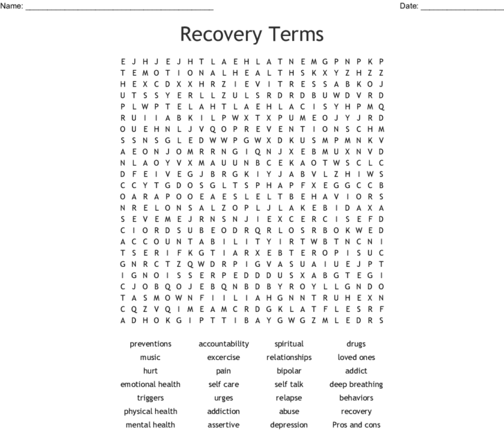 Relapse Prevention Bingo Word — db-excel.com