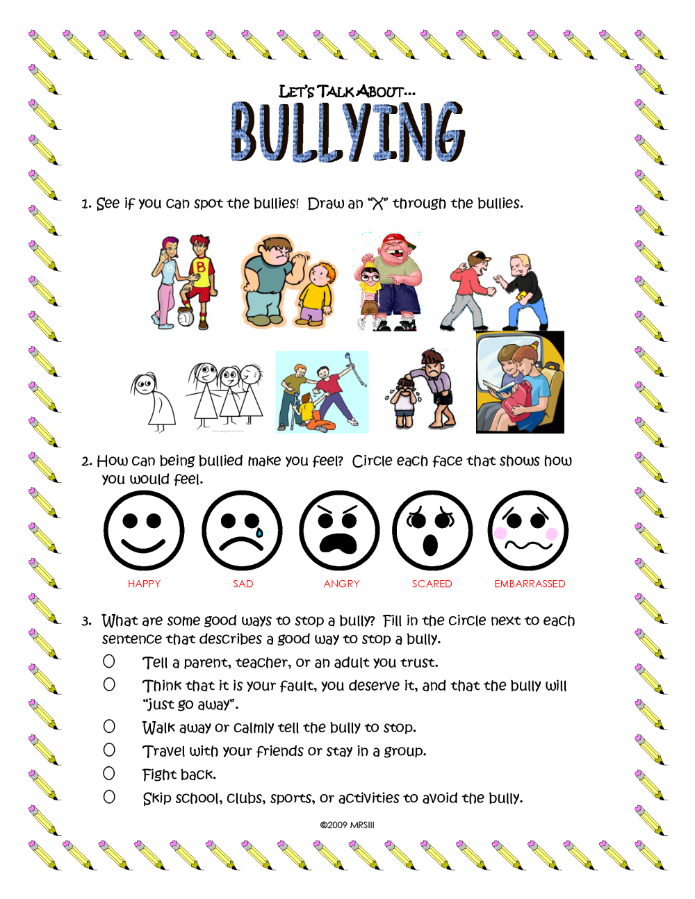 Remarkable Anti Bullying Worksheets For Ft Grade On