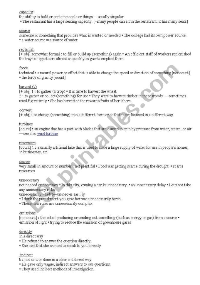 Reneble And Non Reneble Energy Worksheet Advanced  Esl