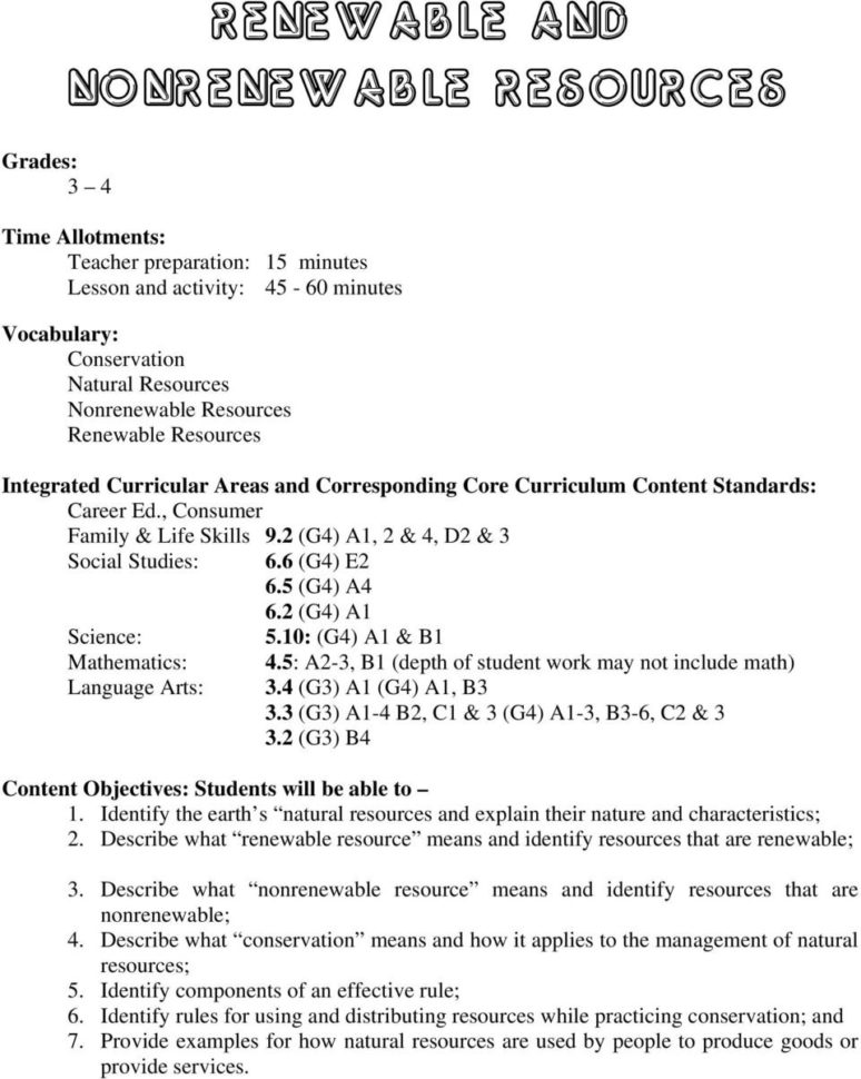 Reneble And Nonreneble Resources  Pdf