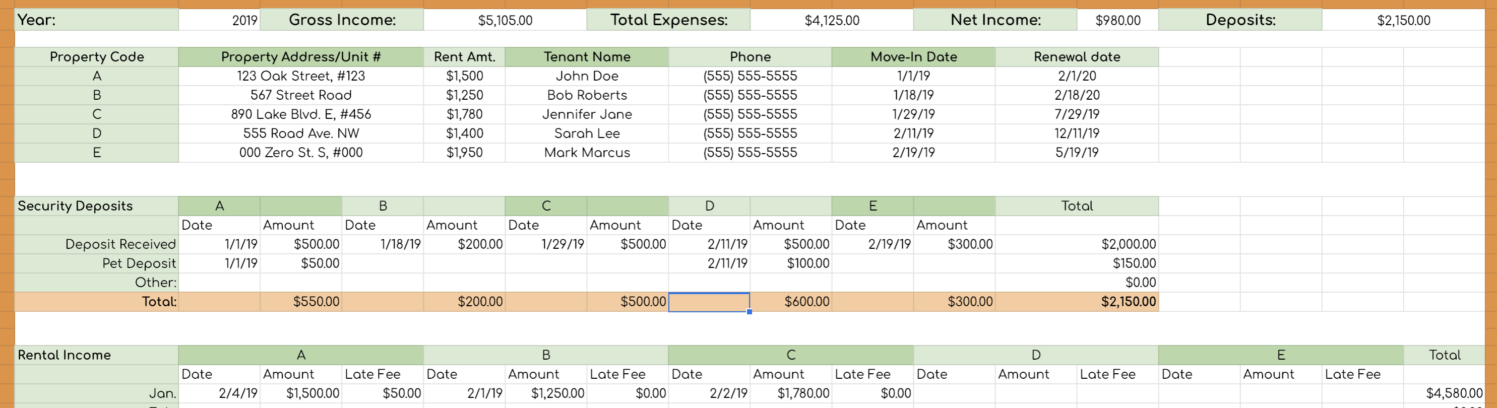 Rental Income And Expense Worksheet | db-excel.com