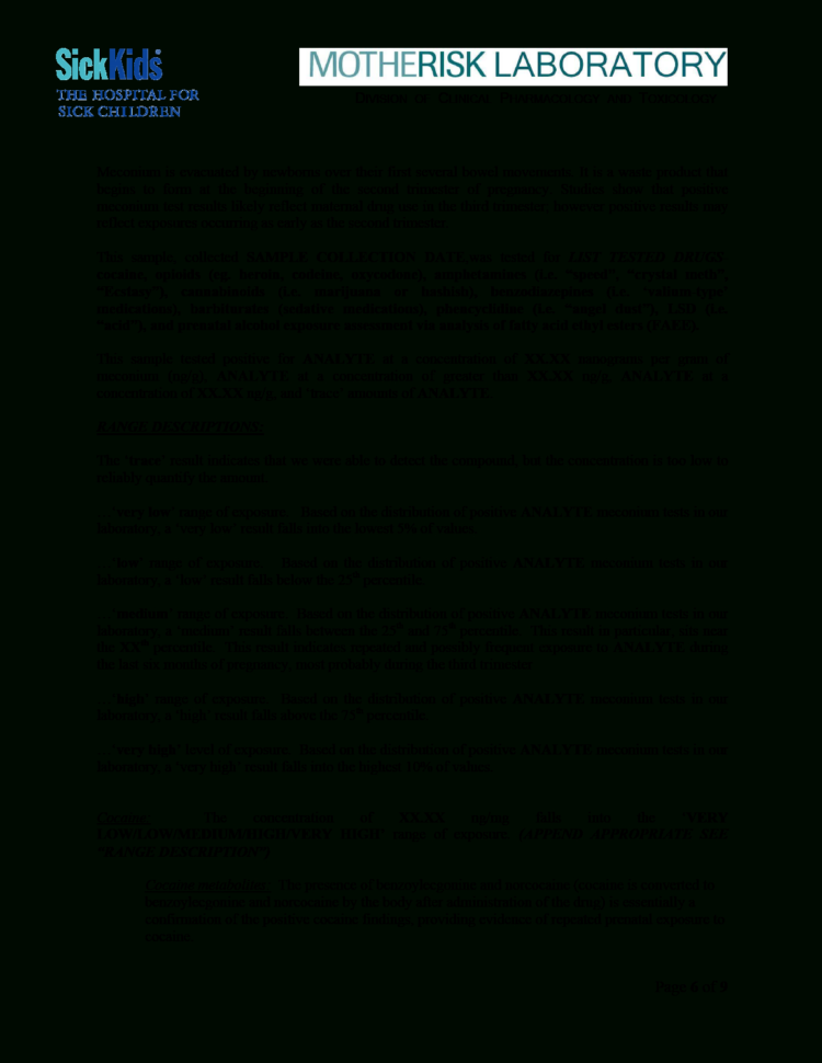 Report Of The Motherisk Hair Analysis Independent Review