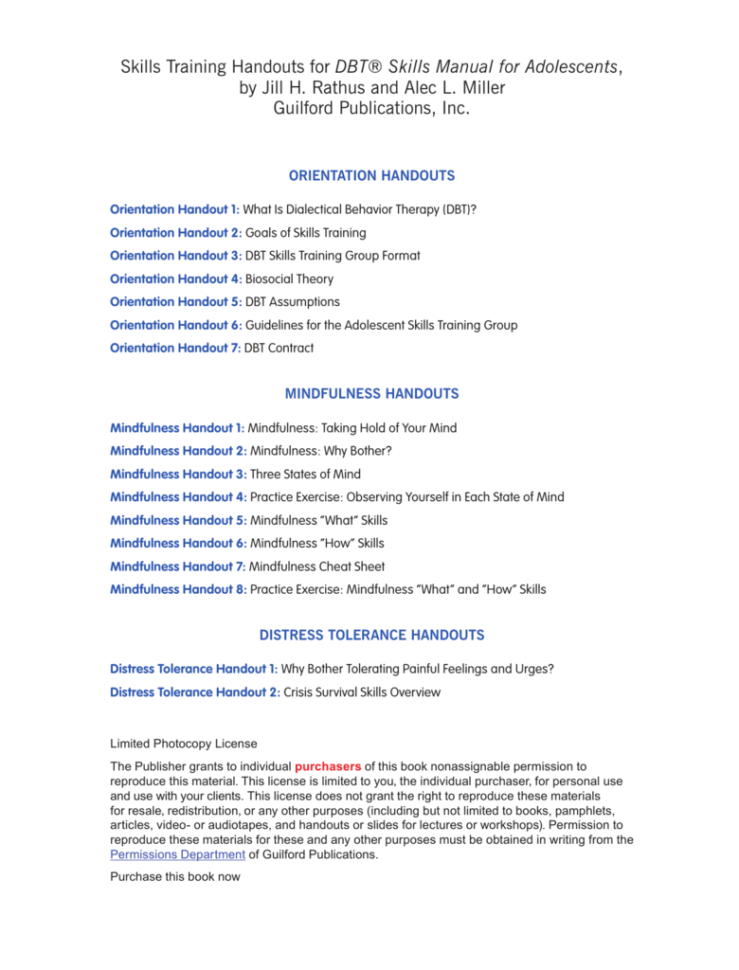 Reproducible Materials Dbt® Skills Manual For